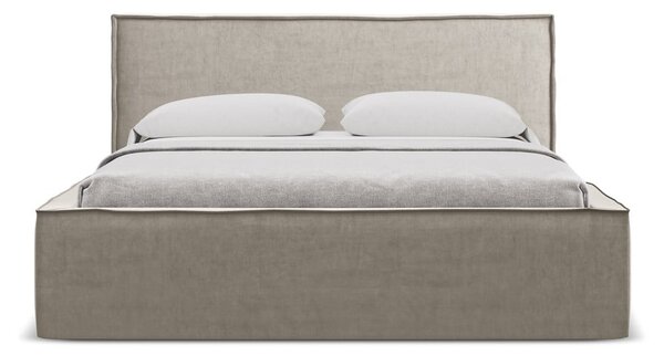 Čalúnená dvojlôžková posteľ taupe s úložným priestorom s roštom 180x200 cm Anani – Makamii