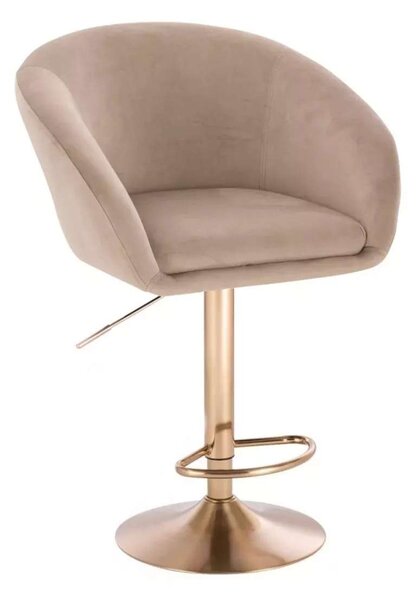 LuxuryForm DESIGN Barová stolička VENICE VELUR na zlatom tanieri - latte