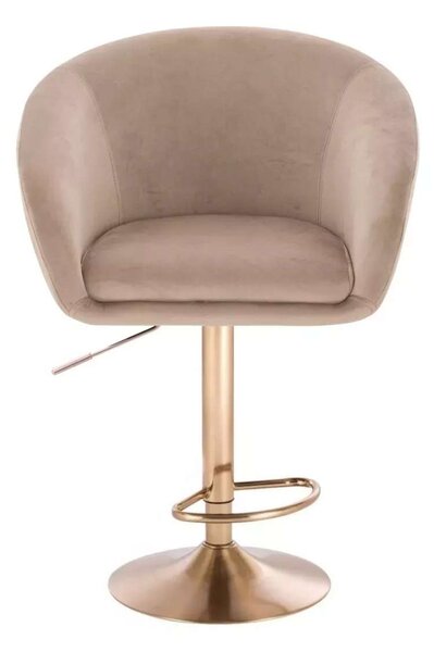 LuxuryForm DESIGN Barová stolička VENICE VELUR na zlatom tanieri - latte