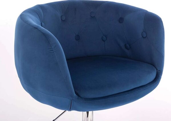LuxuryForm DESIGN Kreslo MONTANA VELUR na striebornom tanieri - modré