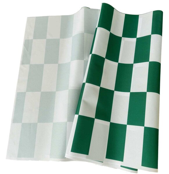 Látka do exteriéru na zahradné lehátka a húpacie siete, farba Bielo-Ultrmarine Šachovnica 5x10 cm