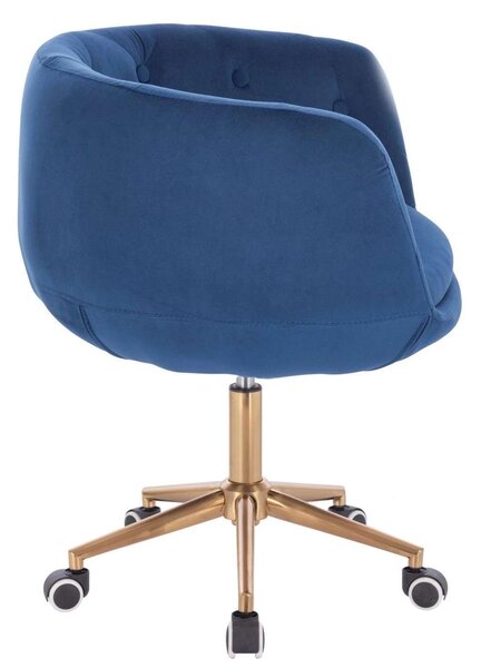 LuxuryForm DESIGN Kreslo MONTANA VELUR na zlatej podstave s kolieskami - modré