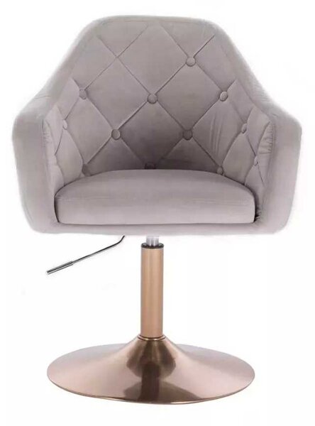 LuxuryForm DESIGN Kreslo ANDORA VELUR na zlatom tanieri - svetlo šedé