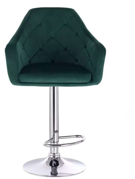 LuxuryForm DESIGN Barová stolička ANDORA VELUR na striebornom tanieri - zelená