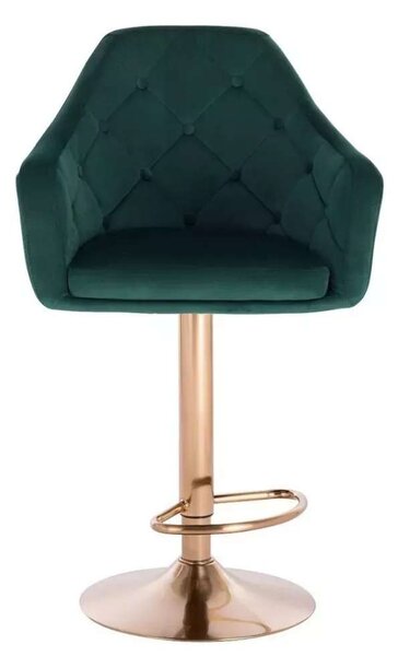 LuxuryForm DESIGN Barová stolička ANDORA VELUR na zlatom tanieri - zelená