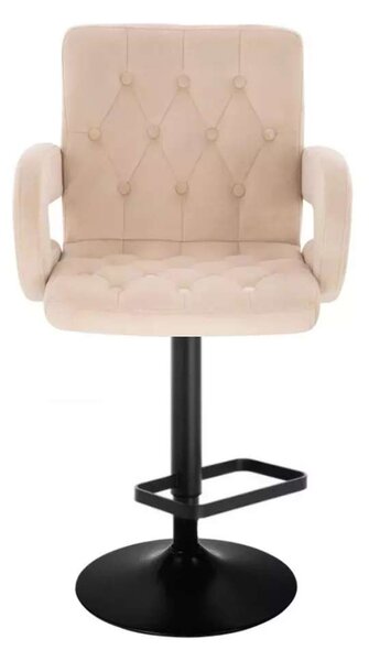 LuxuryForm DESIGN Barová stolička BOSTON VELUR na čiernom tanieri - krémová