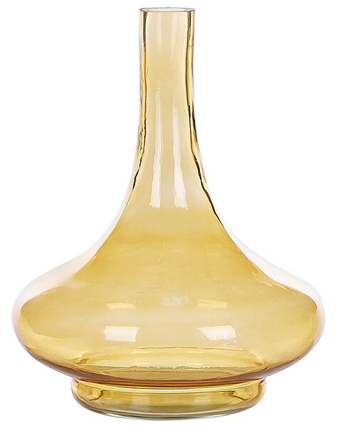 Váza žlté sklo farebné tónované priehľadné dekoratívne sklenené fľaše domáci doplnok