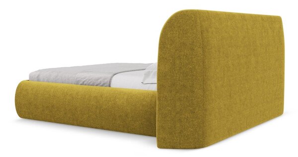 Čalúnená dvojlôžková posteľ s úložným priestorom s roštom 160x200 cm v horčicovej farbe Hauke – Makamii