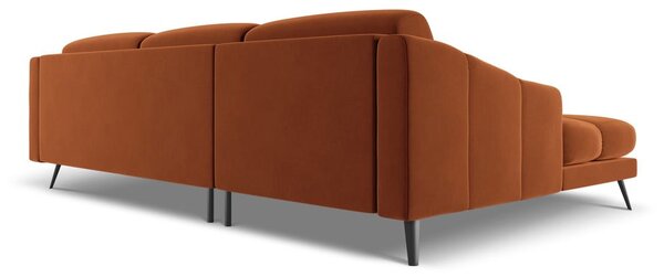 Oranžová zamatová rohová pohovka (ľavý roh) Nalu – Makamii