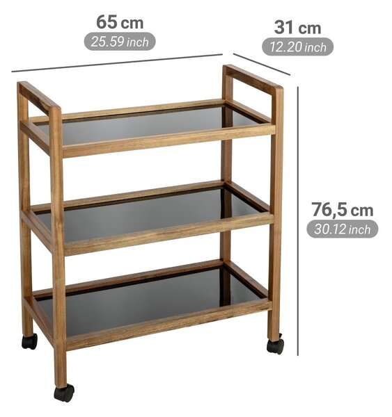 Čierny/v prírodnej farbe kúpeľňový regál z masívu akácie 65x76,5 cm Fondi – Wenko