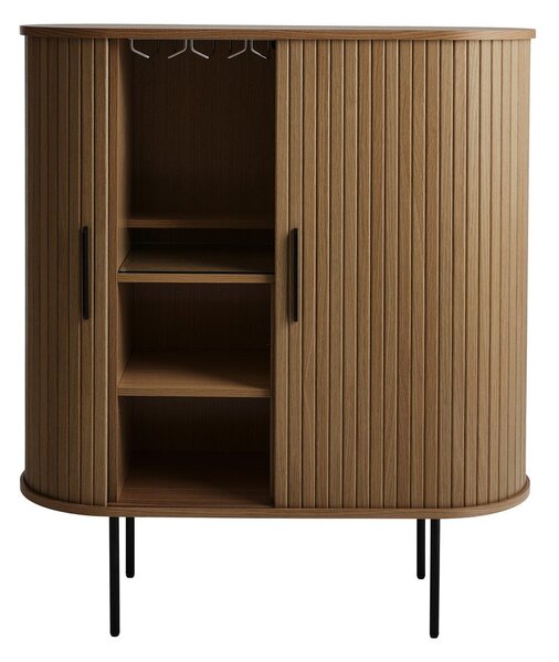 Hnedá vinotéka v dekore duba s posuvnými dverami 100x118x40 cm Nola – Unique Furniture