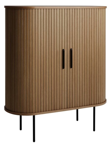 Hnedá vinotéka v dekore duba s posuvnými dverami 100x118x40 cm Nola – Unique Furniture
