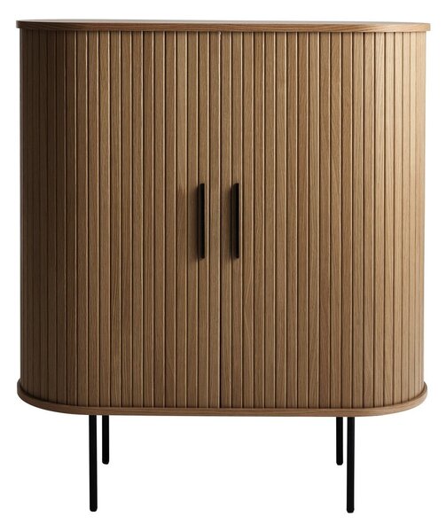 Hnedá vinotéka v dekore duba s posuvnými dverami 100x118x40 cm Nola – Unique Furniture