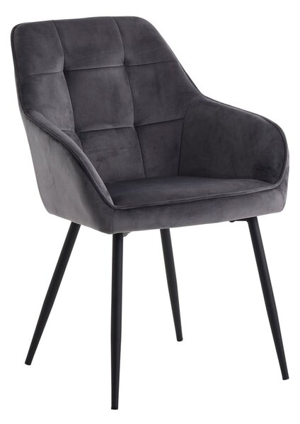 Sivé čalúnené jedálenské kreslá v súprave s podrúčkami 2 ks Nolan Square – Unique Furniture
