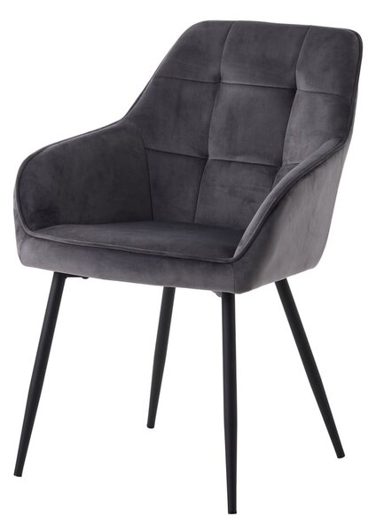 Sivé čalúnené jedálenské kreslá v súprave s podrúčkami 2 ks Nolan Square – Unique Furniture