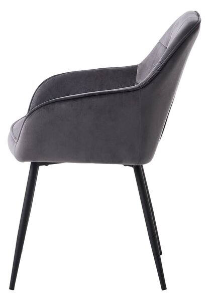 Sivé čalúnené jedálenské kreslá v súprave s podrúčkami 2 ks Nolan Square – Unique Furniture
