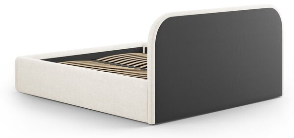 Slonovinová čalúnená dvojlôžková posteľ s úložným priestorom s roštom 140x200 cm Juno – Windsor & Co Sofas
