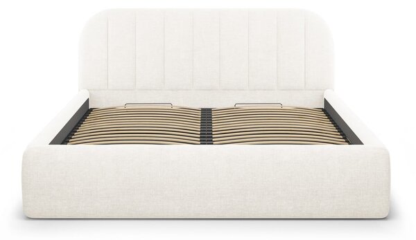 Slonovinová čalúnená dvojlôžková posteľ s úložným priestorom s roštom 140x200 cm Juno – Windsor & Co Sofas