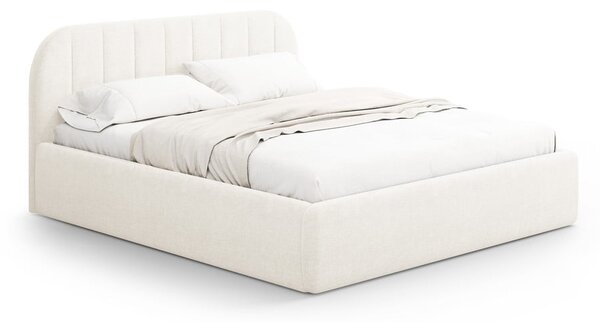 Slonovinová čalúnená dvojlôžková posteľ s úložným priestorom s roštom 140x200 cm Juno – Windsor & Co Sofas