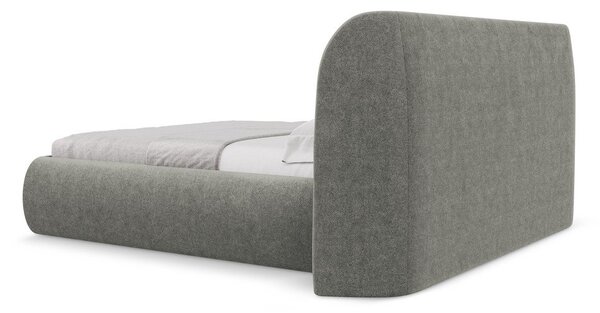 Sivá čalúnená dvojlôžková posteľ s úložným priestorom s roštom 160x200 cm Hauke – Makamii