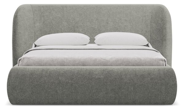 Sivá čalúnená dvojlôžková posteľ s úložným priestorom s roštom 160x200 cm Hauke – Makamii