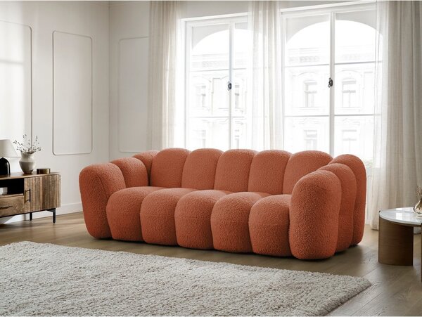 Pohovka z textílie buklé v tehlovej farbe 232 cm Hippolyte – Bobochic Paris