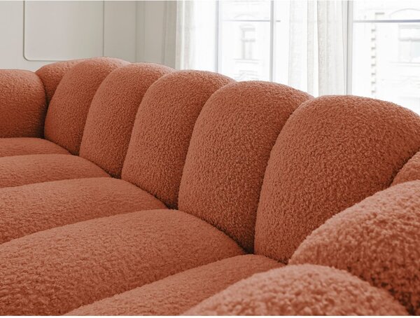 Pohovka z textílie buklé v tehlovej farbe 232 cm Hippolyte – Bobochic Paris