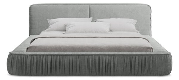 Sivá čalúnená dvojlôžková posteľ s úložným priestorom s roštom 140x200 cm Keoni – Makamii
