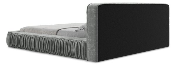 Sivá čalúnená dvojlôžková posteľ s úložným priestorom s roštom 140x200 cm Keoni – Makamii