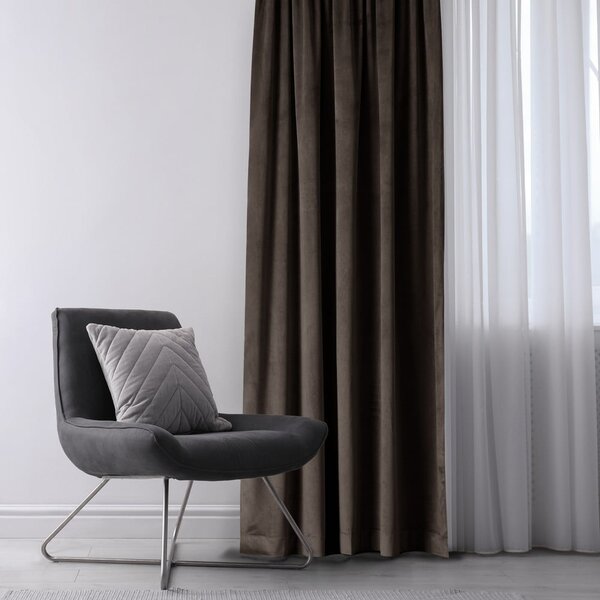 Hnedý zamatový dimout záves 140x270 cm Eyelets – Restilo