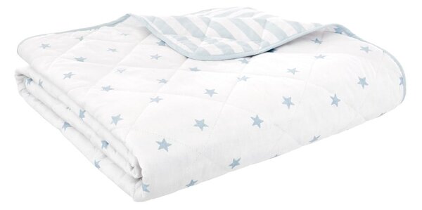 Biely/modrý bavlnený prešívaný detský pléd 135x190 cm Mini Star & Stripes – Bianca