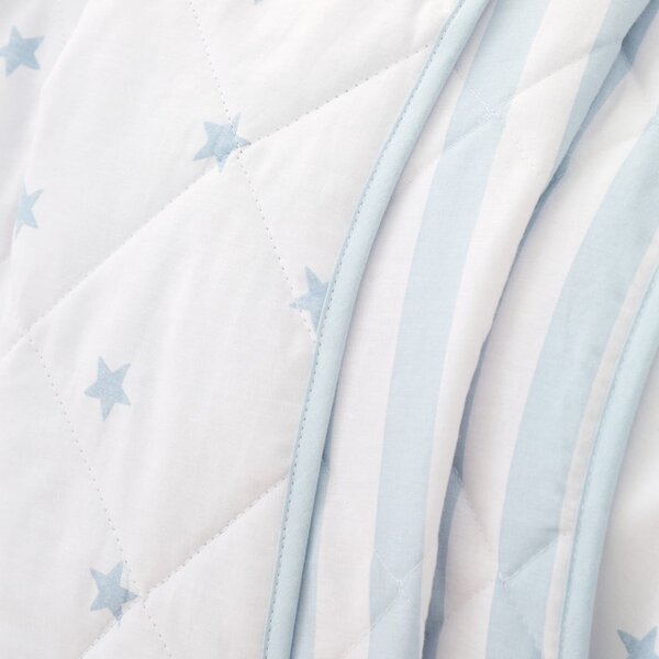 Biely/modrý bavlnený prešívaný detský pléd 135x190 cm Mini Star & Stripes – Bianca