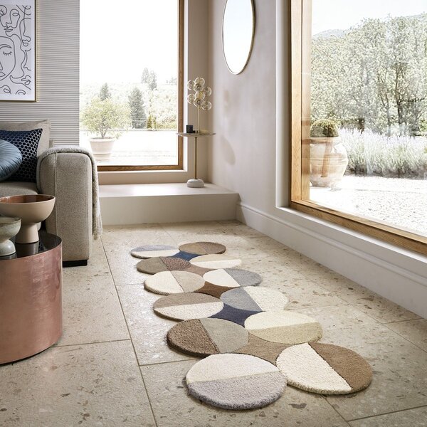 Sivobéžový ručne tkaný vlnený behúň 80x230 cm Mia Ellipse – Flair Rugs
