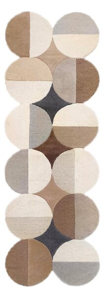 Sivobéžový ručne tkaný vlnený behúň 80x230 cm Mia Ellipse – Flair Rugs