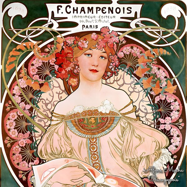 PAOLA RIVELLI Šatka, 90x90 cm Alfons Mucha F. Champenois Imprimeur-Éditeu (Krásna šatka v originálnom darčekovom baleni z úplne novej kolekcie The Divine Collection značky Paola Rivelli. - Uvádzacia zľava -28%. Nenechajte si ujsť!)