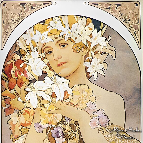 PAOLA RIVELLI Šatka, 90 x 90 cm Alfons Mucha Flower (Krásna šatka v originálnom darčekovom baleni z úplne novej kolekcie The Divine Collection značky Paola Rivelli. - Uvádzacia zľava -28%. Nenechajte si ujsť!)