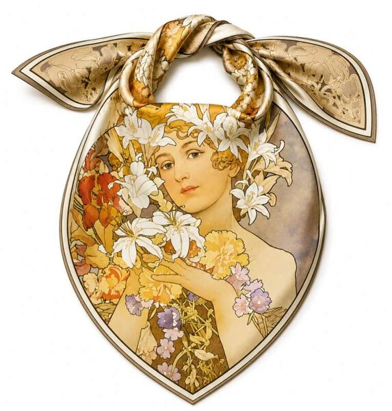 PAOLA RIVELLI Šatka, 90 x 90 cm Alfons Mucha Flower (Krásna šatka v originálnom darčekovom baleni z úplne novej kolekcie The Divine Collection značky Paola Rivelli. - Uvádzacia zľava -28%. Nenechajte si ujsť!)