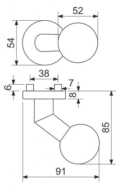 Dverné gule Richter KNOB 02 FIXNÉ (CE), Guľa Knob 02 fixná, RICHTER Čierna matná