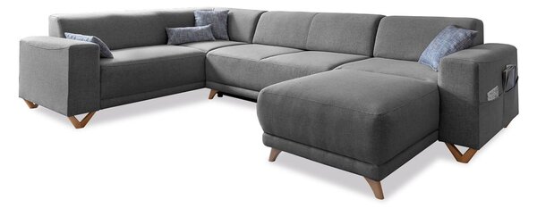 Sivá rozkladacia/s úložným priestorom rohová pohovka (ľavý roh/do tvaru "U") Classy Sophie – Miuform