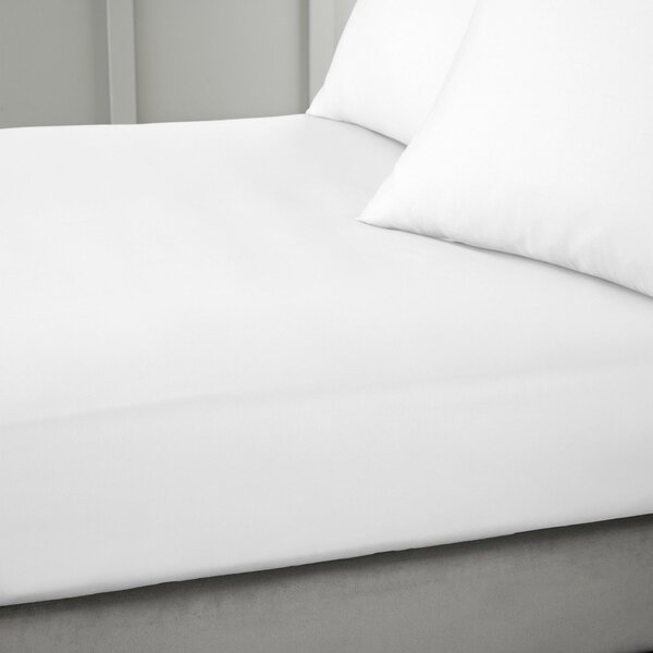 Biela napínacia plachta z bavlneného saténu 185x200 cm Cotton Sateen – Bianca