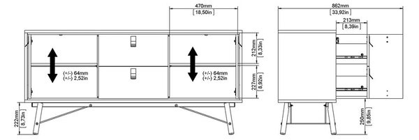 Komoda v dekore duba v prírodnej farbe 150x72x40 cm Ry – Tvilum
