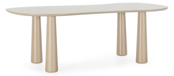 Béžový konferenčný stolík s doskou z borovicového dreva 110x220 cm Nahia – MOME