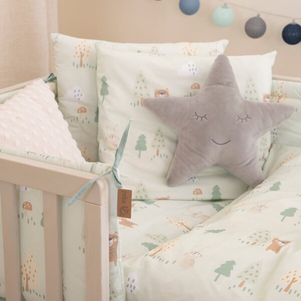 Svetlozelené bavlnené detské obliečky do postieľky 80x80 cm Woodland Buddies – Roba