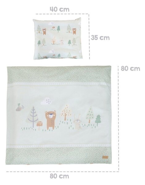 Svetlozelené bavlnené detské obliečky do postieľky 80x80 cm Woodland Buddies – Roba