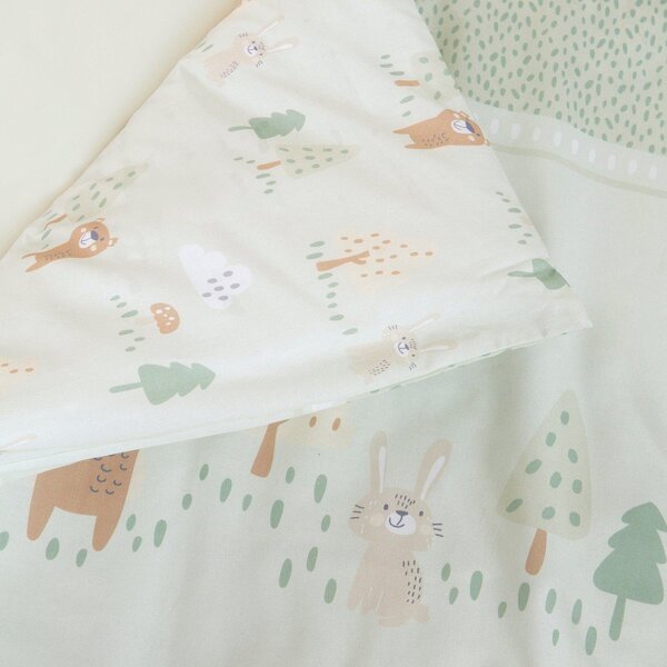 Svetlozelené bavlnené detské obliečky do postieľky 80x80 cm Woodland Buddies – Roba