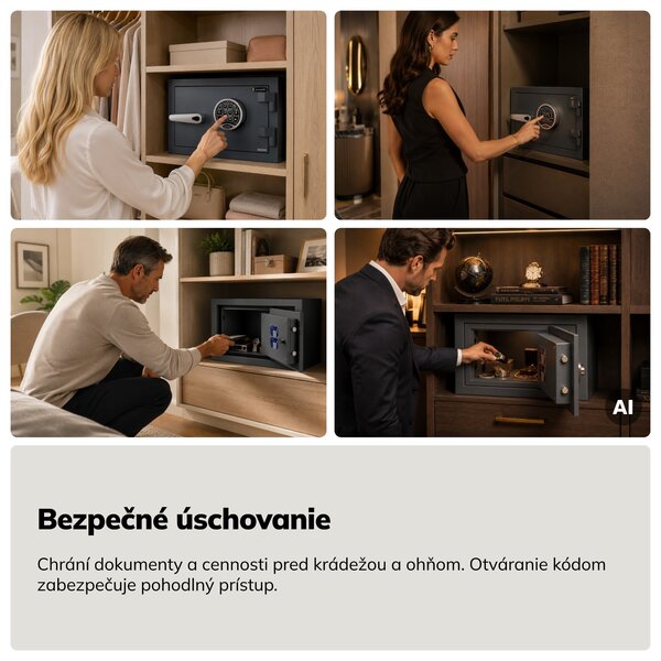 Trezor S2 bezpečnostný, ohňovzdorný, elektronický na kód, na dokumenty, 400x280x340 mm: EDGAR