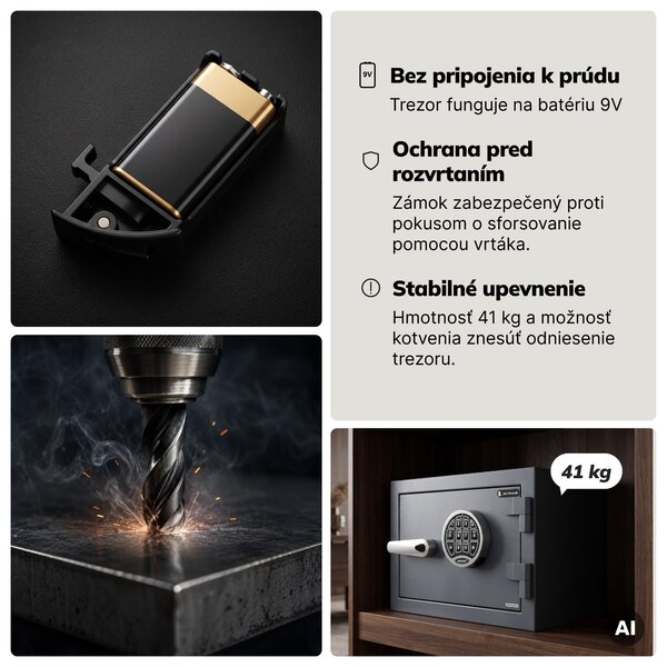Trezor S2 bezpečnostný, ohňovzdorný, elektronický na kód, na dokumenty, 400x280x340 mm: EDGAR
