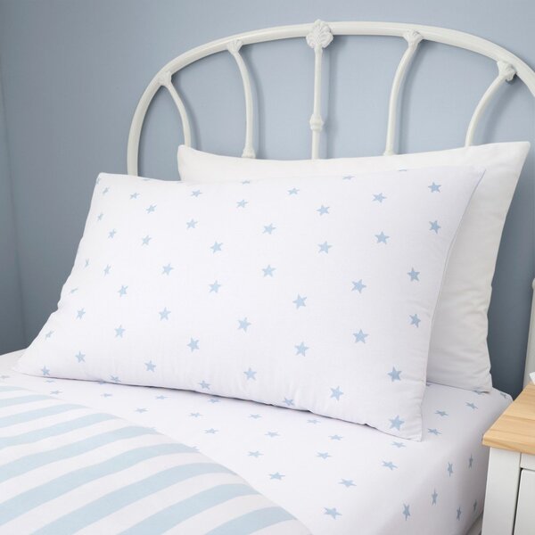 Biele/modré bavlnené detské obliečky na jednolôžko 135x200 cm Mini Star & Stripes – Bianca