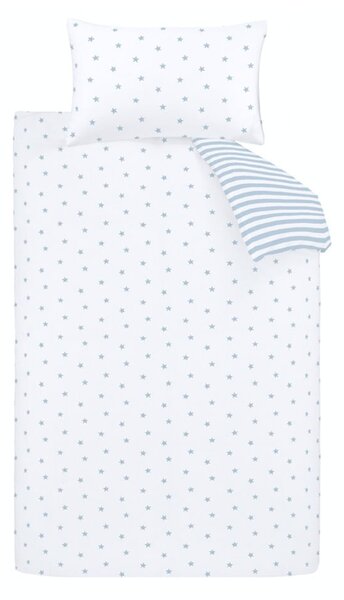Biele/modré bavlnené detské obliečky na jednolôžko 135x200 cm Mini Star & Stripes – Bianca