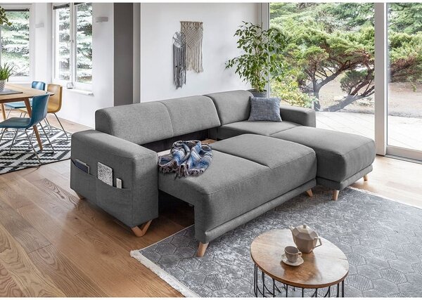 Sivá rozkladacia/s úložným priestorom rohová pohovka Classy Sophie – Miuform